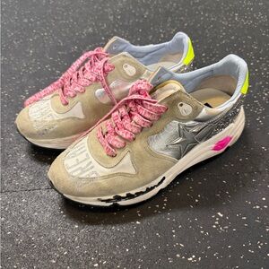 Golden Goose Women's Sneakers with Pink and Silver Highlights